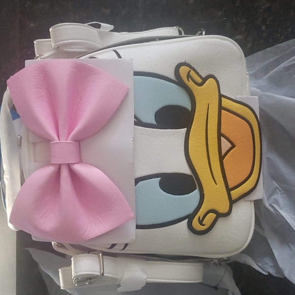 NWT Loungefly Disney Donald Daisy Duck REVERSIBLE mini backpack double sided bag - Picture 2 of 5
